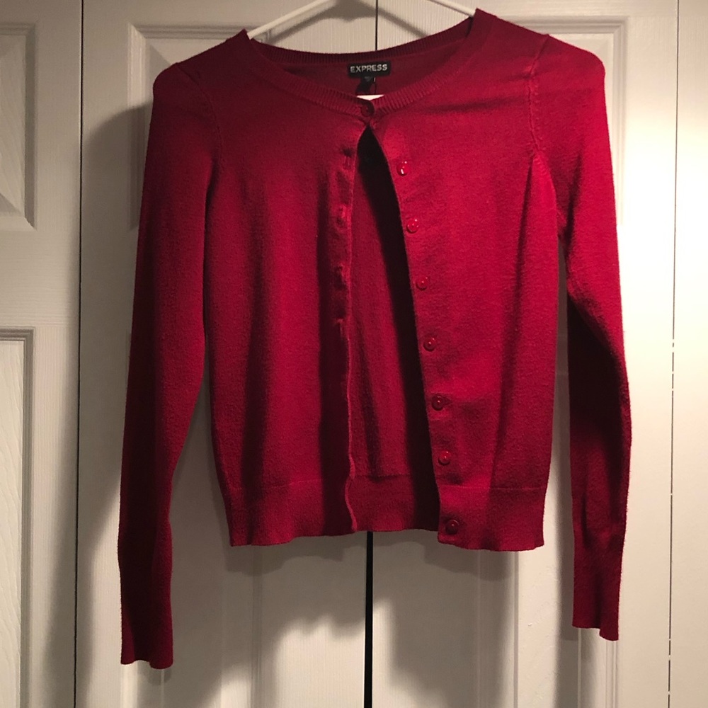 Red button down sweater - Picture 2 of 3